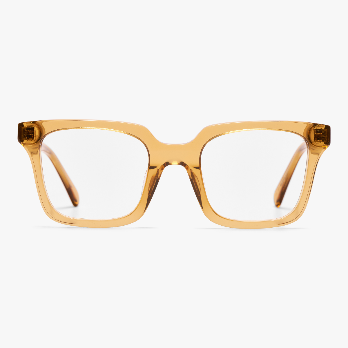 Luxreaders stylish Men's Tisvilde Crystal Caramel Reading glasses. Made from Bio-acetate in a Square shape.