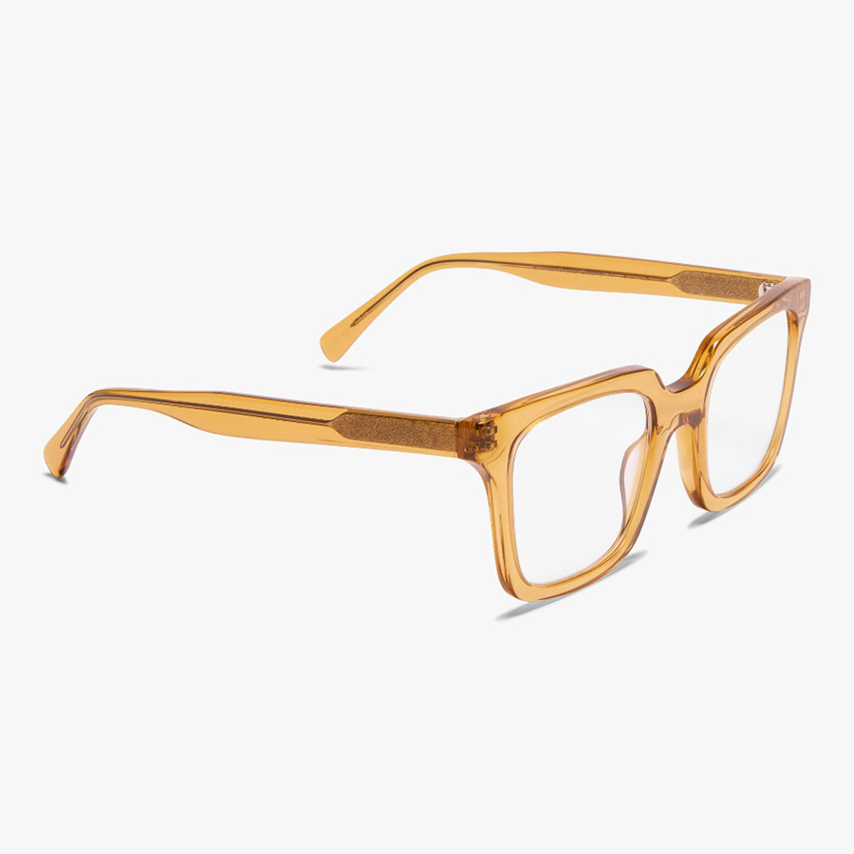 Luxreaders stylish Tisvilde Crystal Caramel Reading glasses. Made from Bio-acetate in a Square shape.