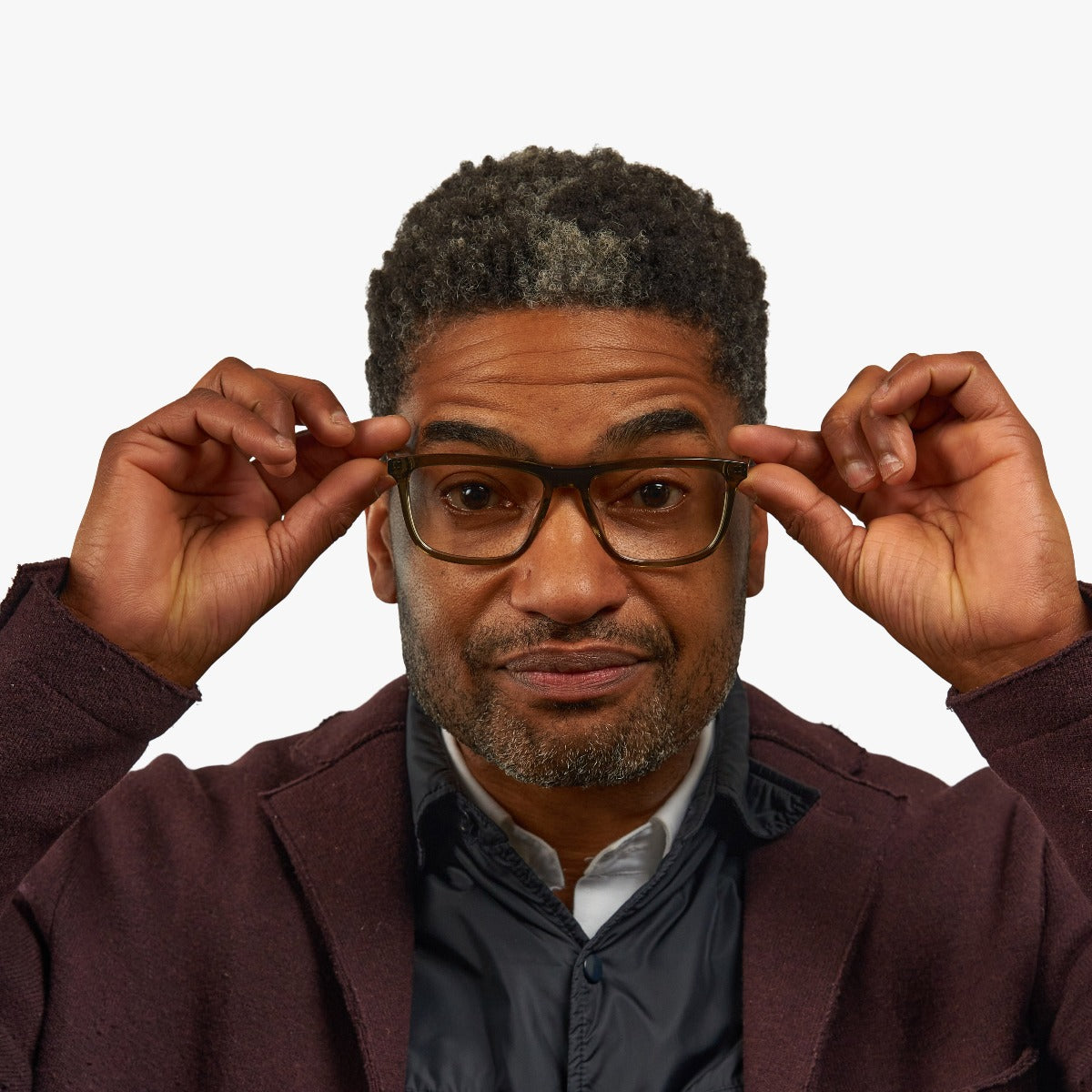 Luxreaders stylish Men's Oslo Shiny Olive Blue light glasses. Made from Acetate in a Square shape.