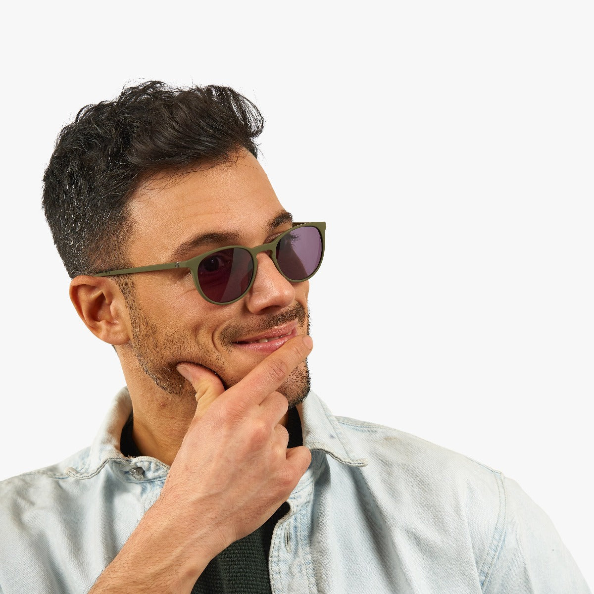 Luxreaders stylish Men's Stockholm Dark Army Sunglasses. Made from Rubber in a Iconic shape.