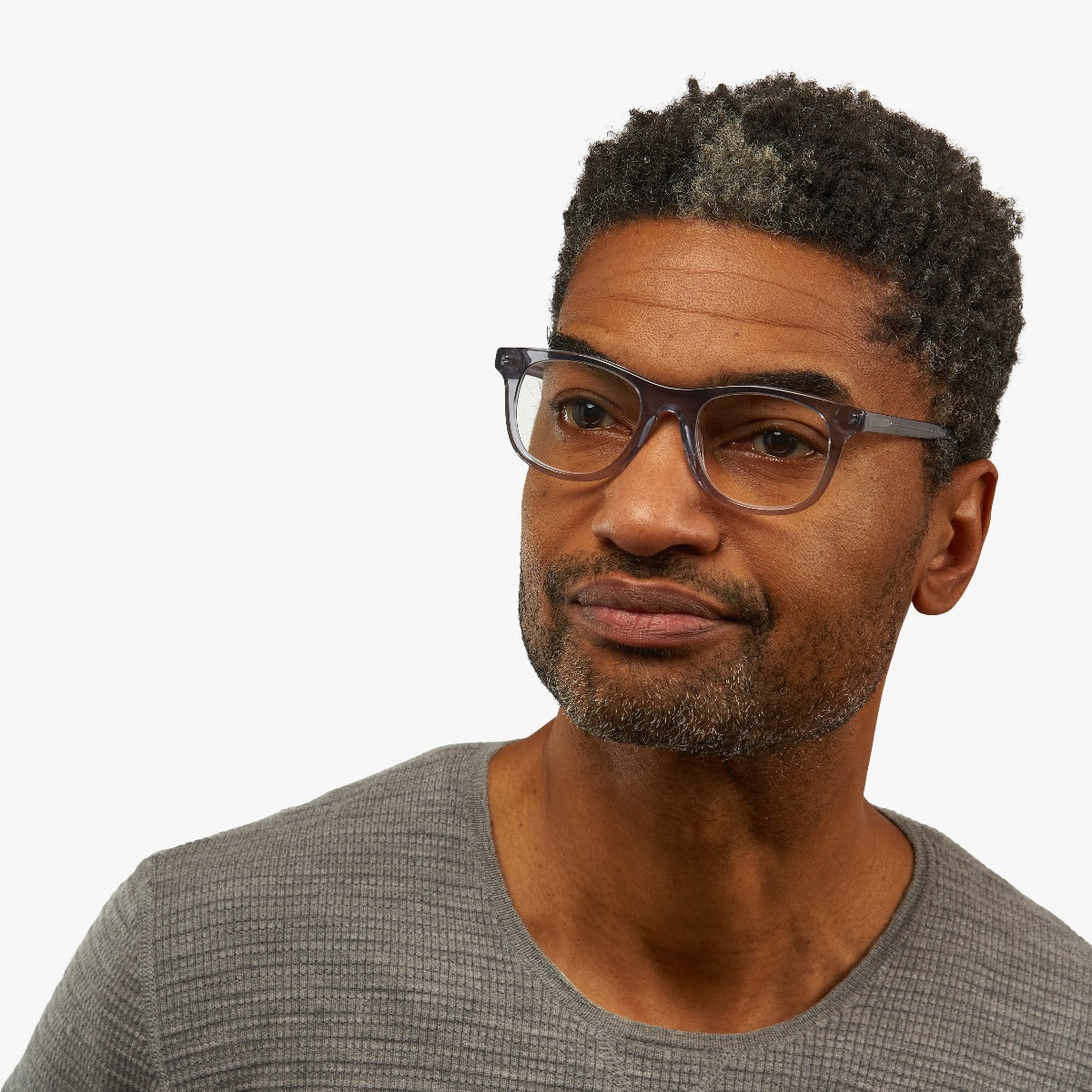 Luxreaders stylish Men's Malmö Crystal Grey Blue light glasses. Made from Acetate in a Square shape.