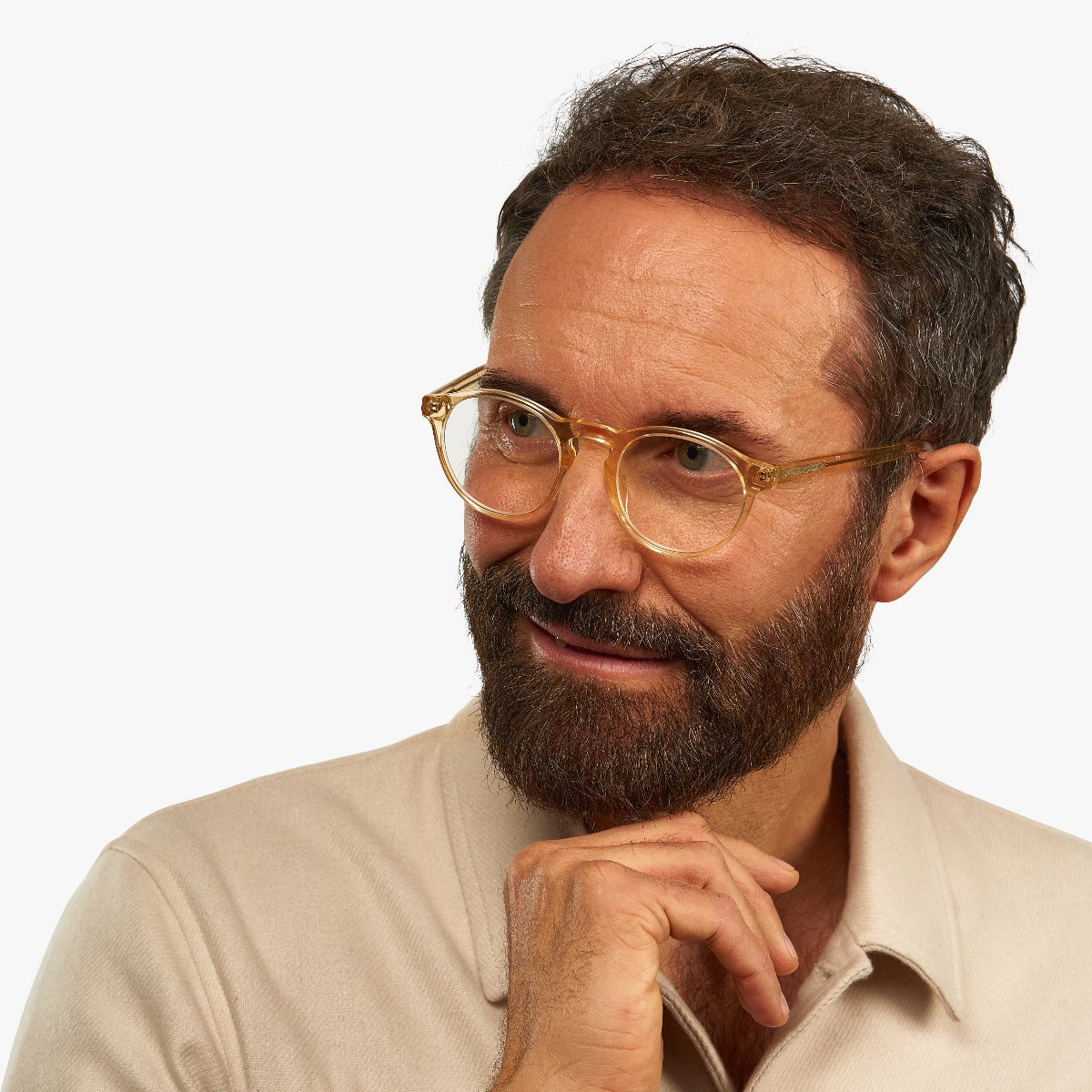 Luxreaders stylish Men's Trondheim Crystal Lemon Reading glasses. Made from Acetate in a Round shape.