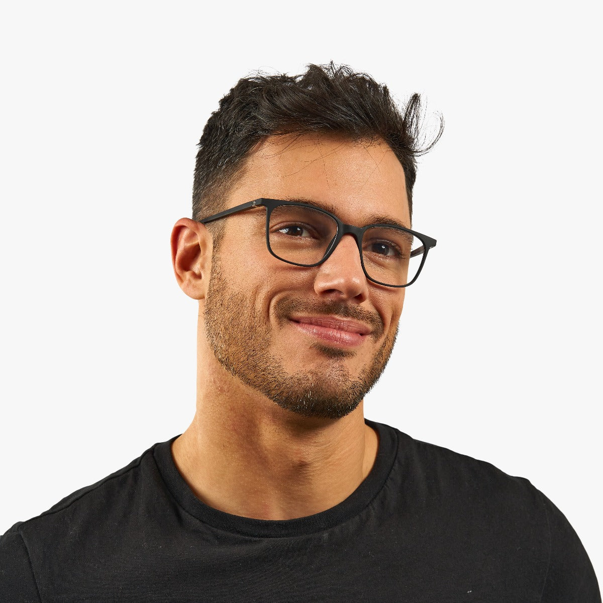 Luxreaders stylish Men's Fyn Black Reading glasses. Made from Rubber in a Square shape.