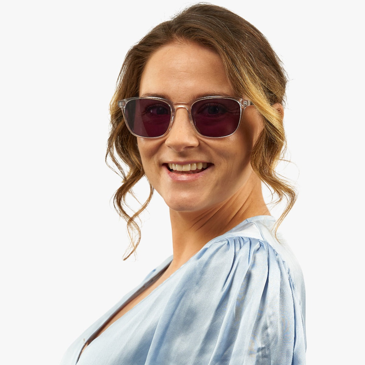 Luxreaders stylish Women's Ebeltoft Crystal White Sunglasses. Made from Acetate in a Square shape.