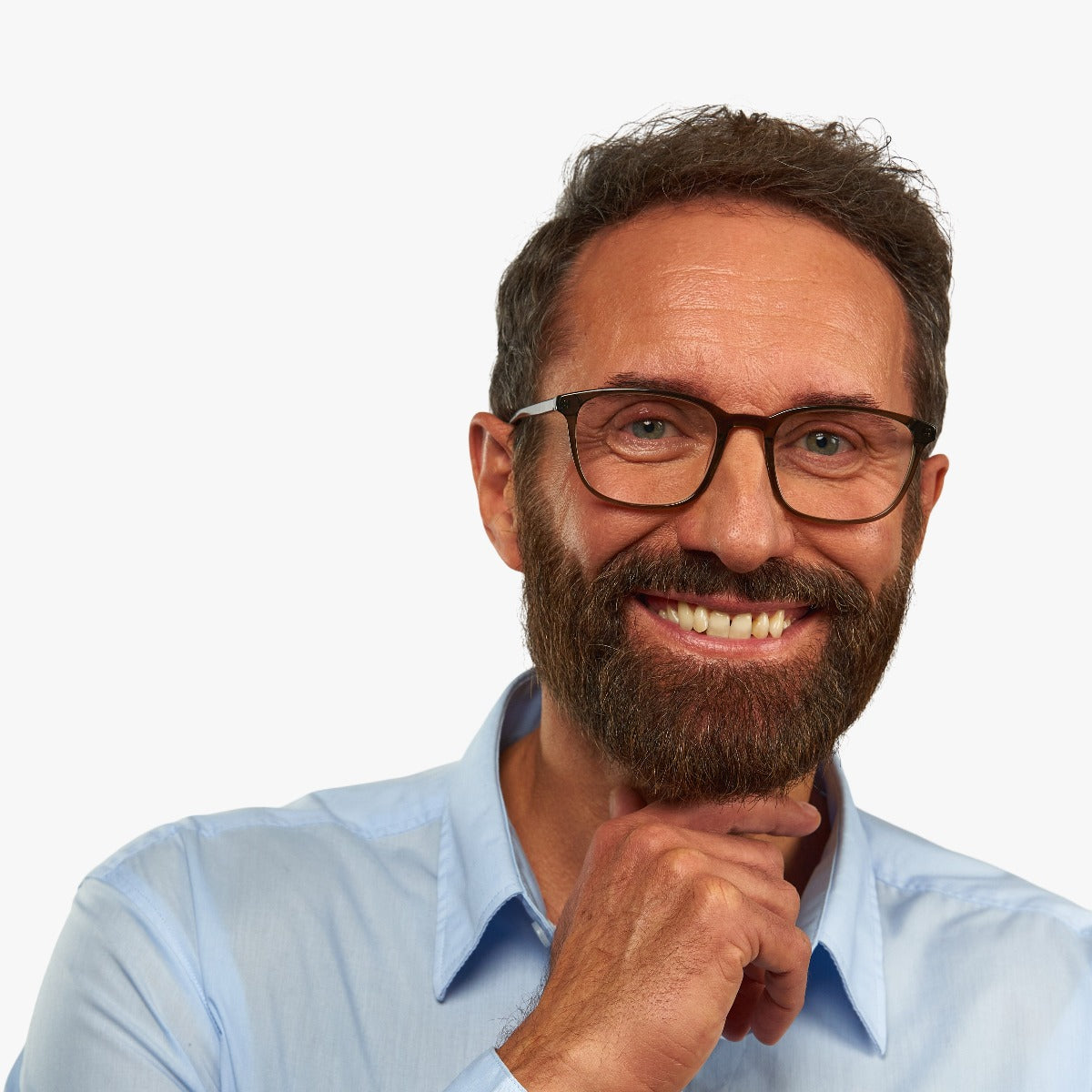 Luxreaders stylish Men's Ebeltoft Shiny Olive Blue light glasses. Made from Acetate in a Square shape.