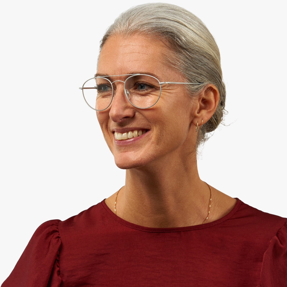 Luxreaders stylish Göteborg Steel Blue light glasses. Made from Stainless steel in a Round shape.