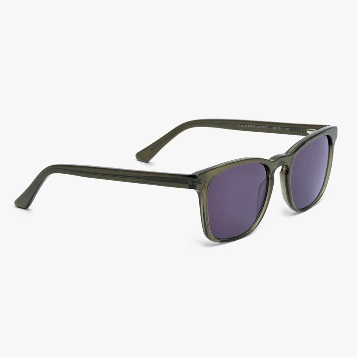 Bornholm Shiny Olive sunglasses with olive frames and dark lenses