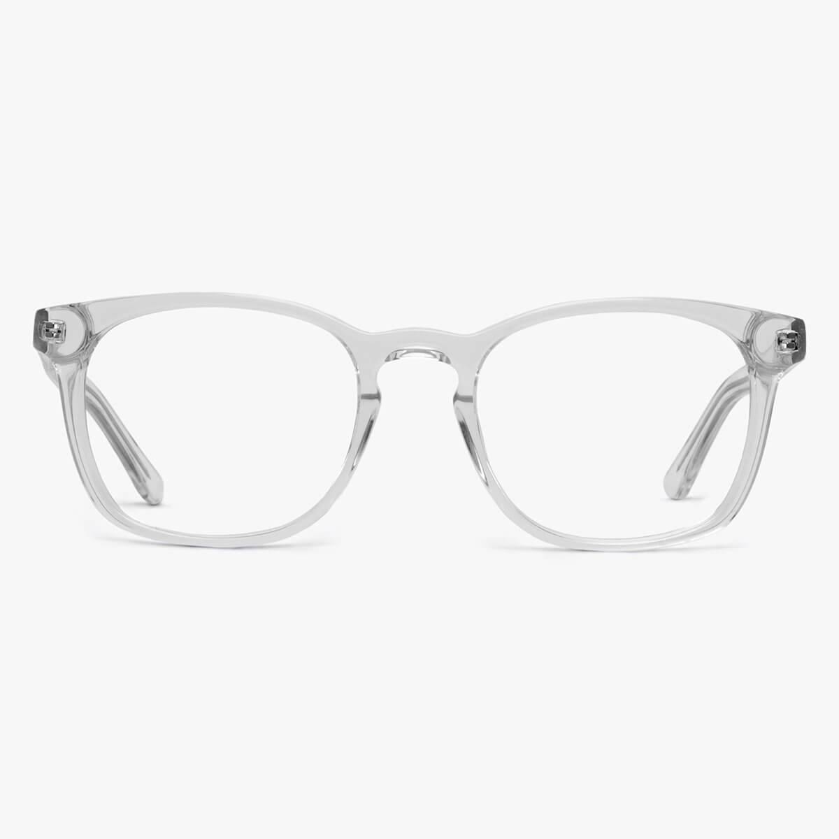 Luxreaders stylish Bornholm Crystal White Reading glasses. Made from Acetate in a Square shape.