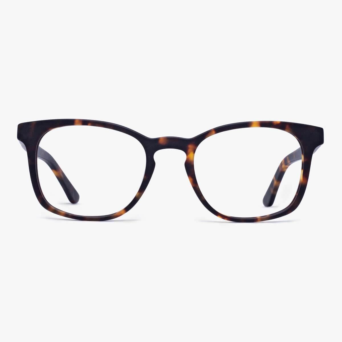 Luxreaders stylish Women's Bornholm Dark Turtle Blue light glasses. Made from Acetate in a Square shape.