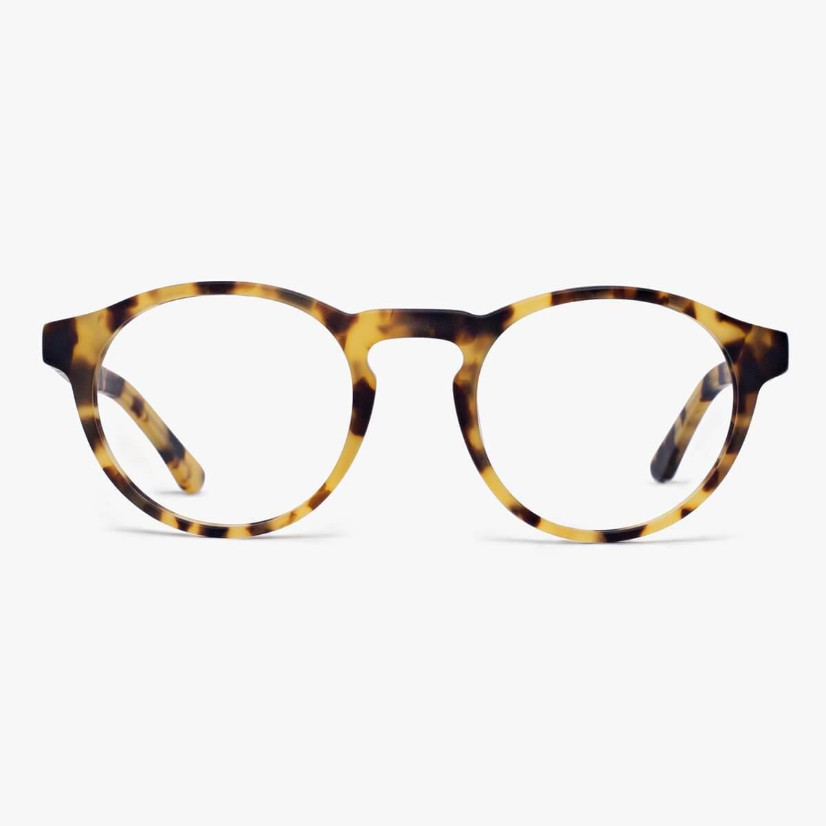 Luxreaders stylish Men's Trondheim Light Turtle Blue light glasses. Made from Acetate in a Round shape.
