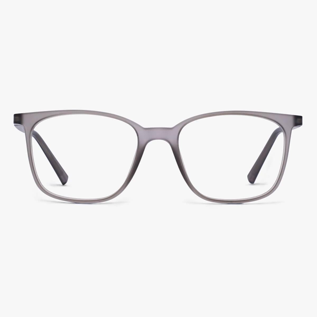 Luxreaders stylish Fyn Grey Reading glasses. Made from Rubber in a Square shape.