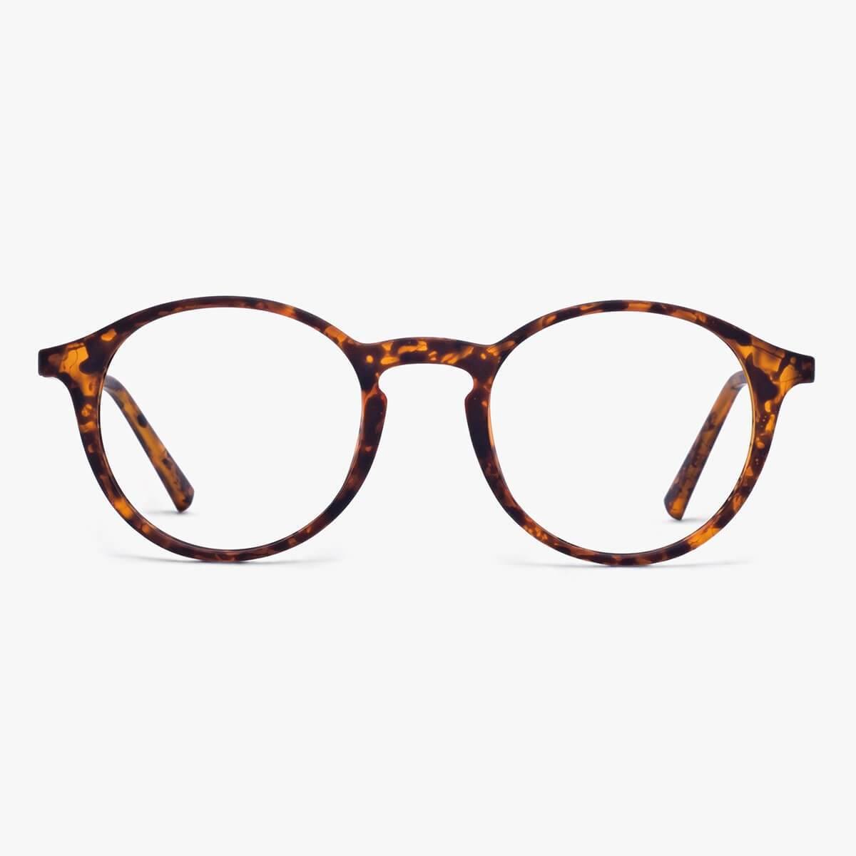 Luxreaders stylish Men's Læsø Turtle Blue light glasses. Made from Rubber in a Round shape.
