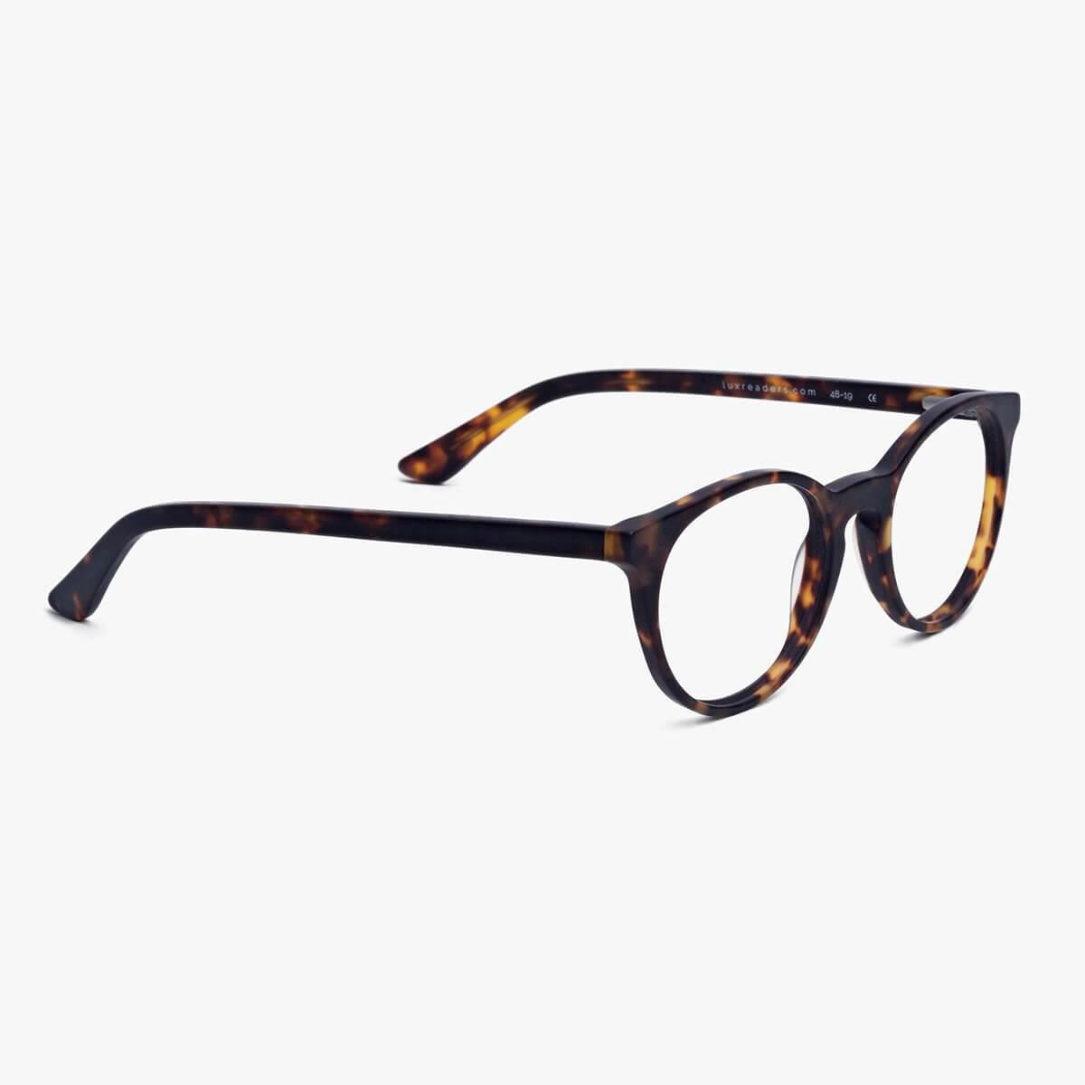 Luxreaders stylish Örebro Dark Turtle Blue light glasses. Made from Acetate in a Iconic shape.