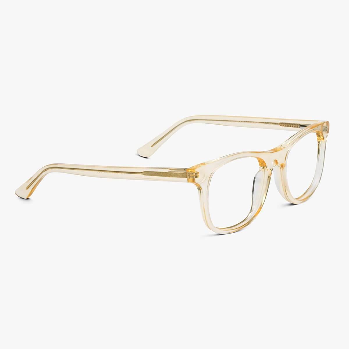 Luxreaders stylish Malmö Crystal Lemon Reading glasses. Made from Acetate in a Square shape.