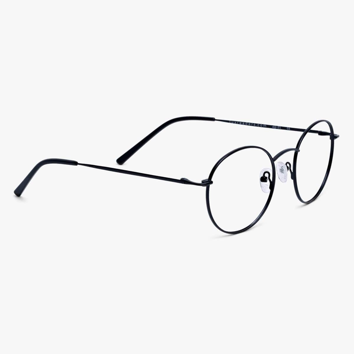 Luxreaders stylish Women's Tromsø Black Blue light glasses. Made from Stainless steel in a Round shape.