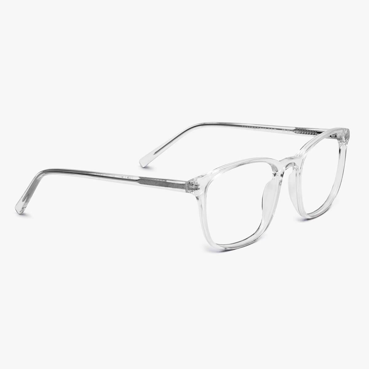 Luxreaders stylish Women's Ebeltoft Crystal White Blue light glasses. Made from Acetate in a Square shape.