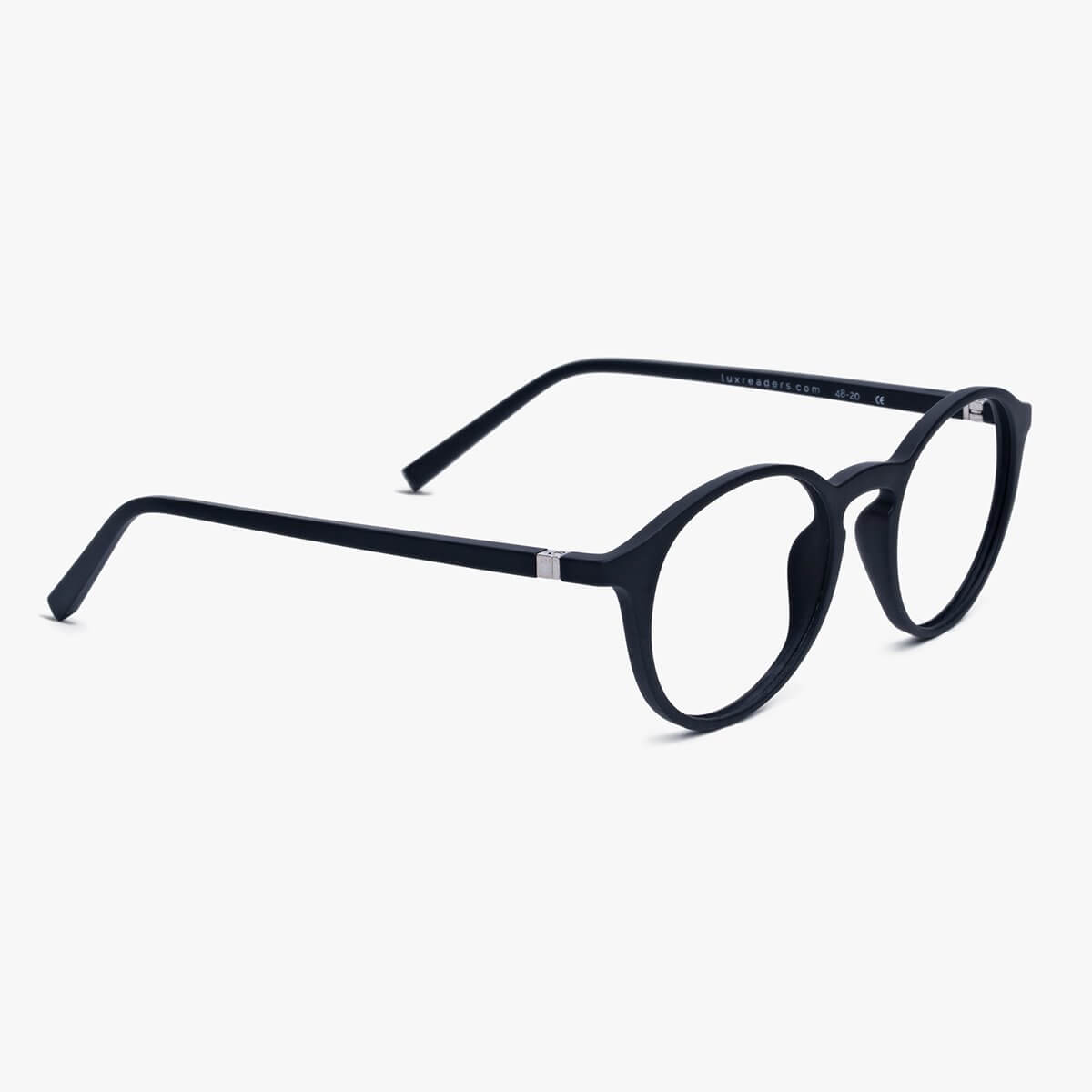 Luxreaders stylish Læsø Black Reading glasses. Made from Rubber in a Round shape.