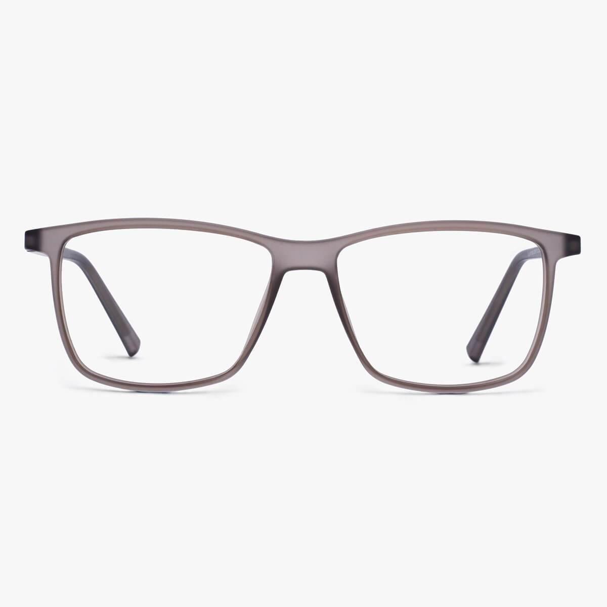 København Grey reading glasses with rectangular grey translucent frame