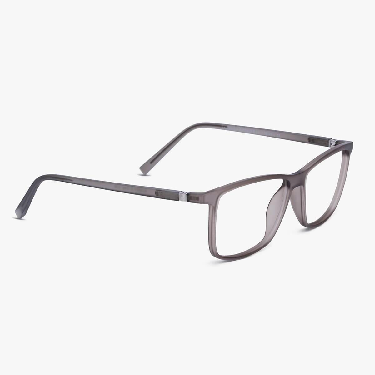 København Grey rectangular reading glasses with translucent grey frame