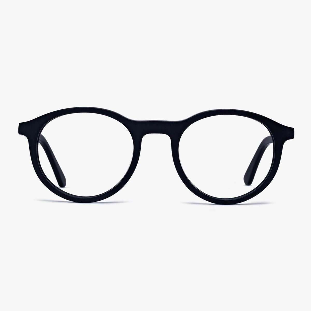 Round black acetate reading glasses Løkken Black
