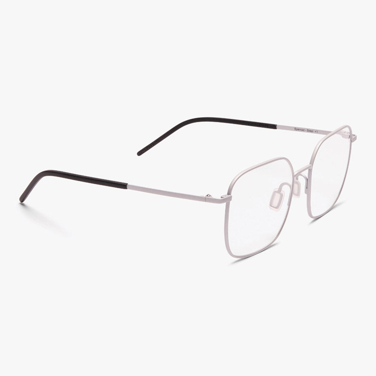 Men's Båstad Steel square glasses with thin silver frame and black temples
