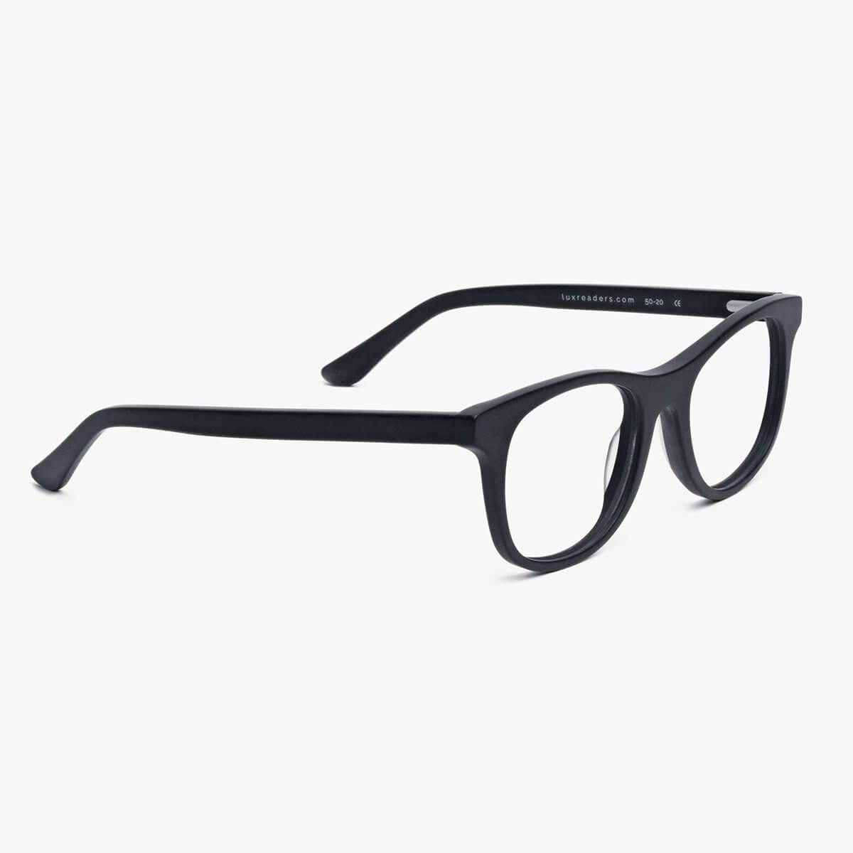 Men's Malmö black reading glasses with Luxreaders branding