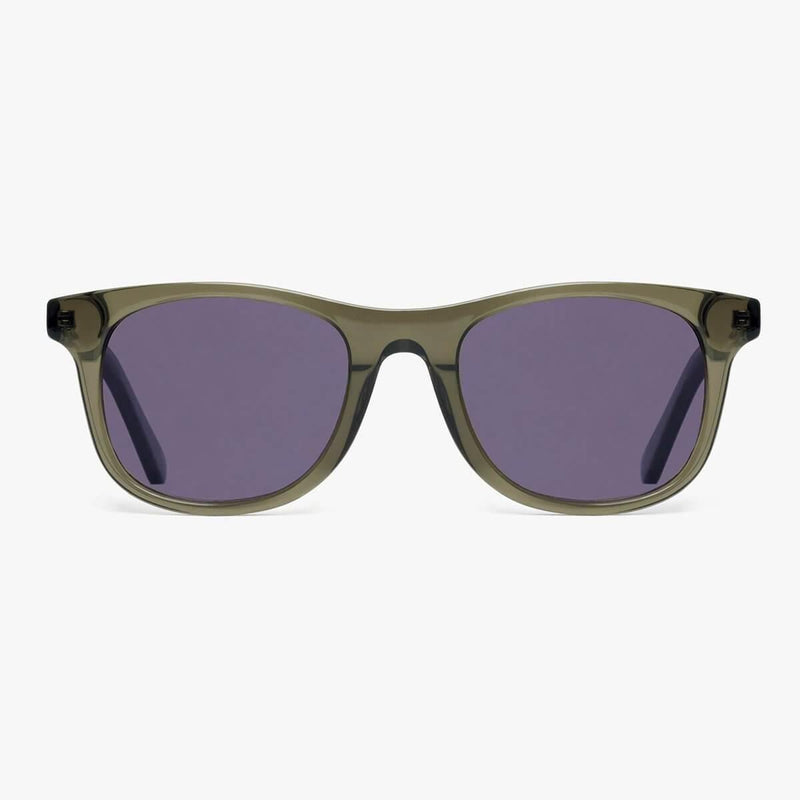 Men's Malmö Shiny Olive sunglasses with olive green frame and dark lenses