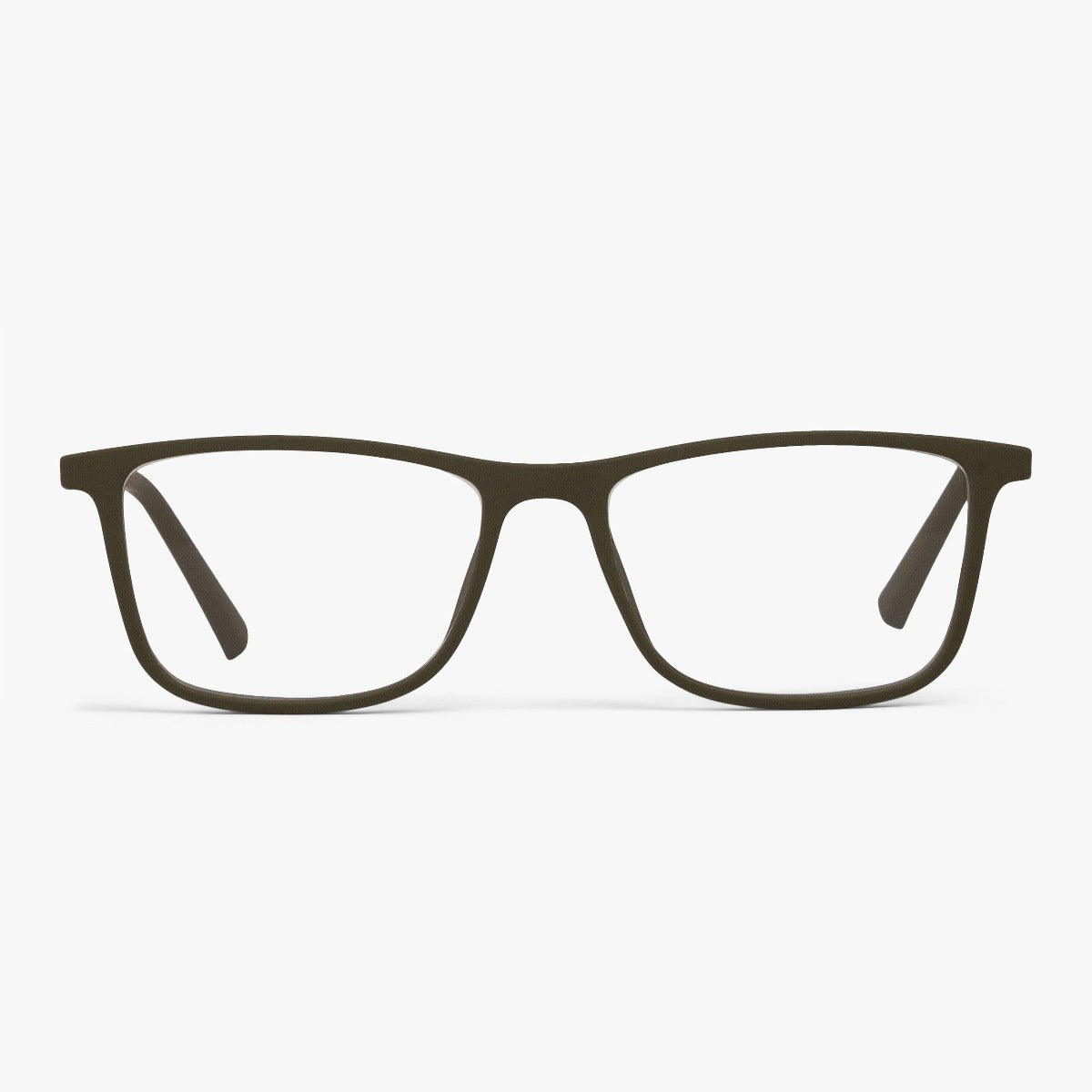 Men's Skagen Dark Army reading glasses with dark green rectangular frame