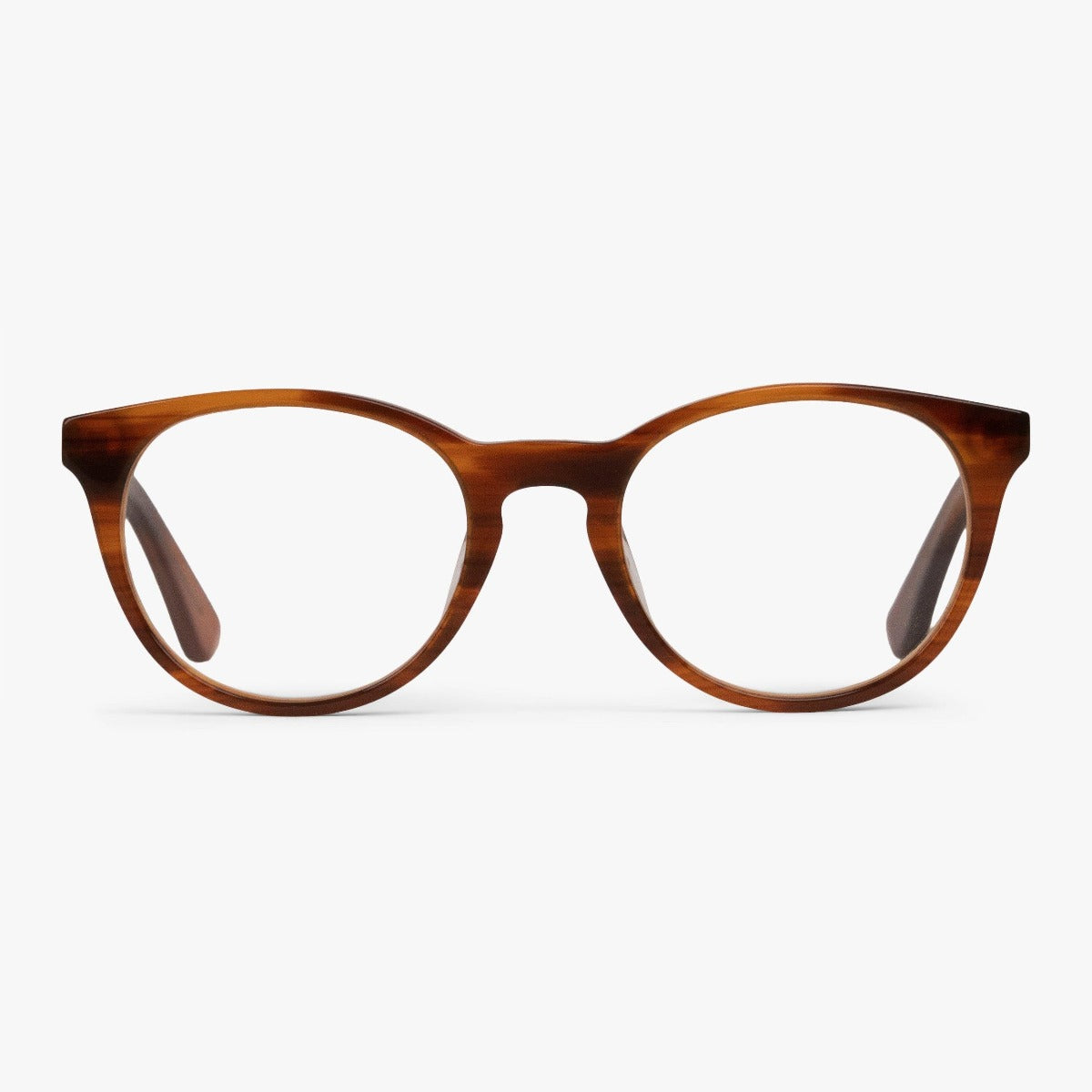 Örebro Shiny Walnut round glasses with brown tortoiseshell frame