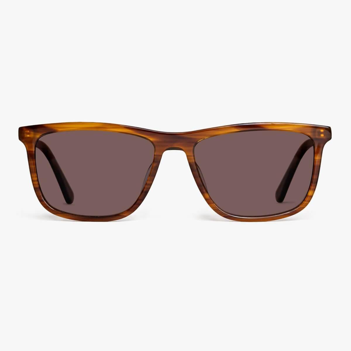 Luxreaders stylish Women's Oslo Shiny Walnut Sunglasses. Made from Acetate in a Square shape.