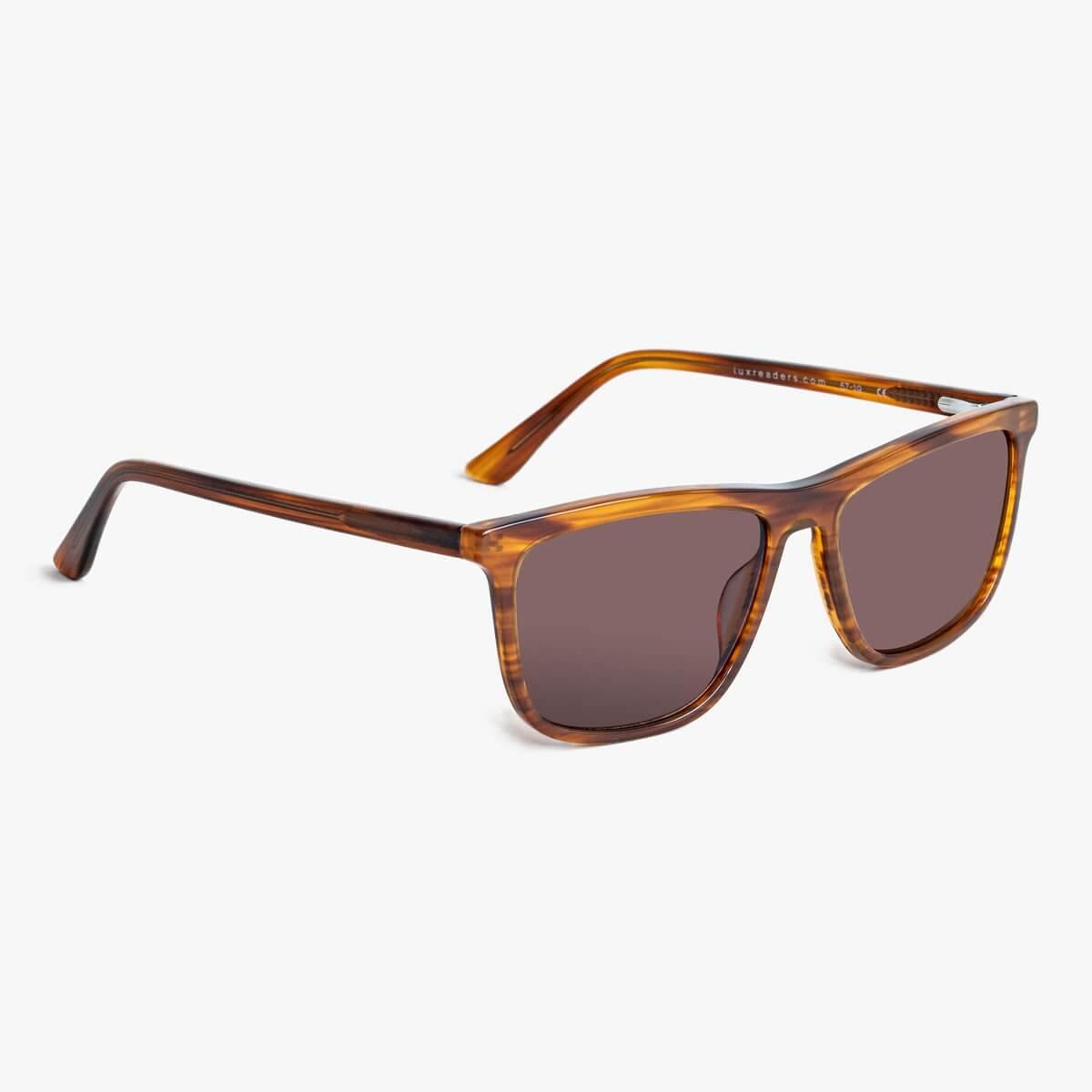 Luxreaders stylish Oslo Shiny Walnut Sunglasses. Made from Acetate in a Square shape.