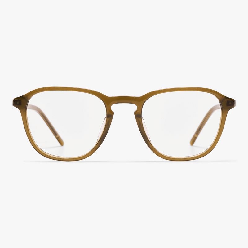 Rønne Shiny Olive reading glasses with transparent olive frame