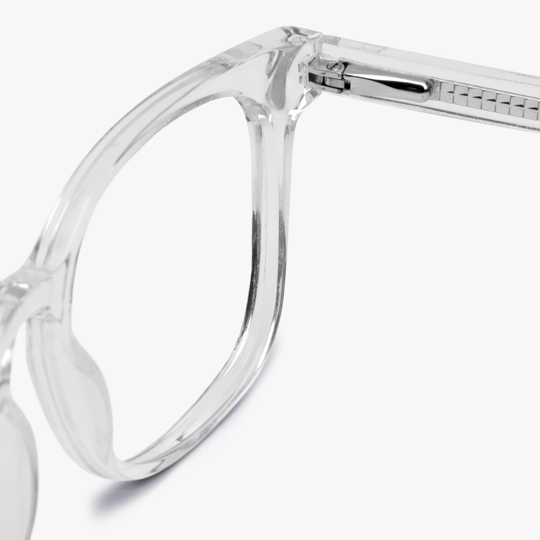 Women's Bornholm Crystal White clear frame glasses with intricate hinge detail