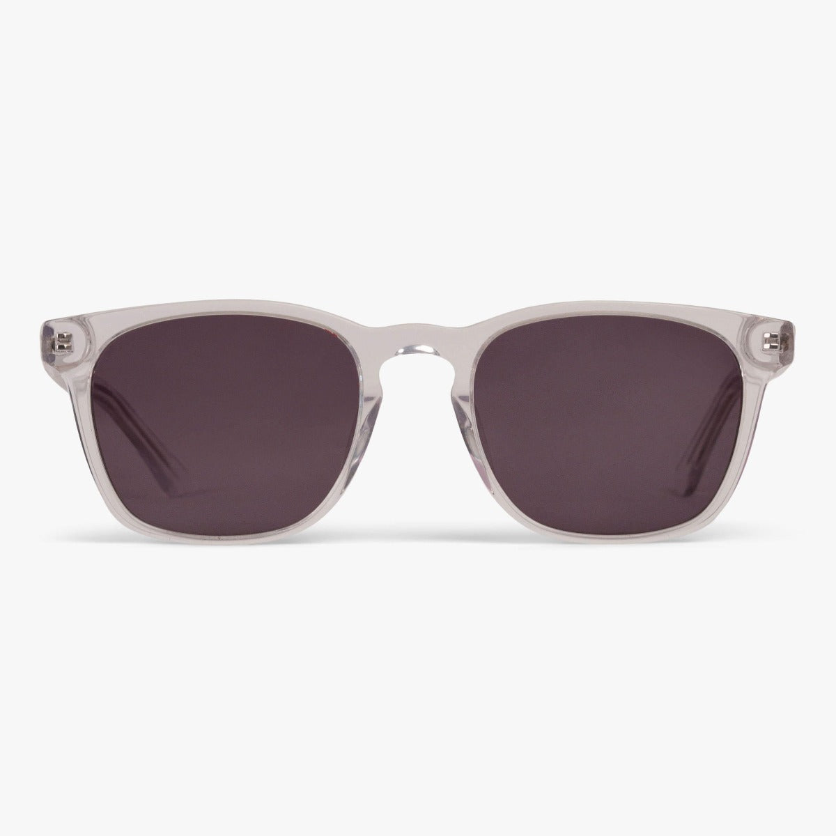 Square crystal white sunglasses with dark lenses