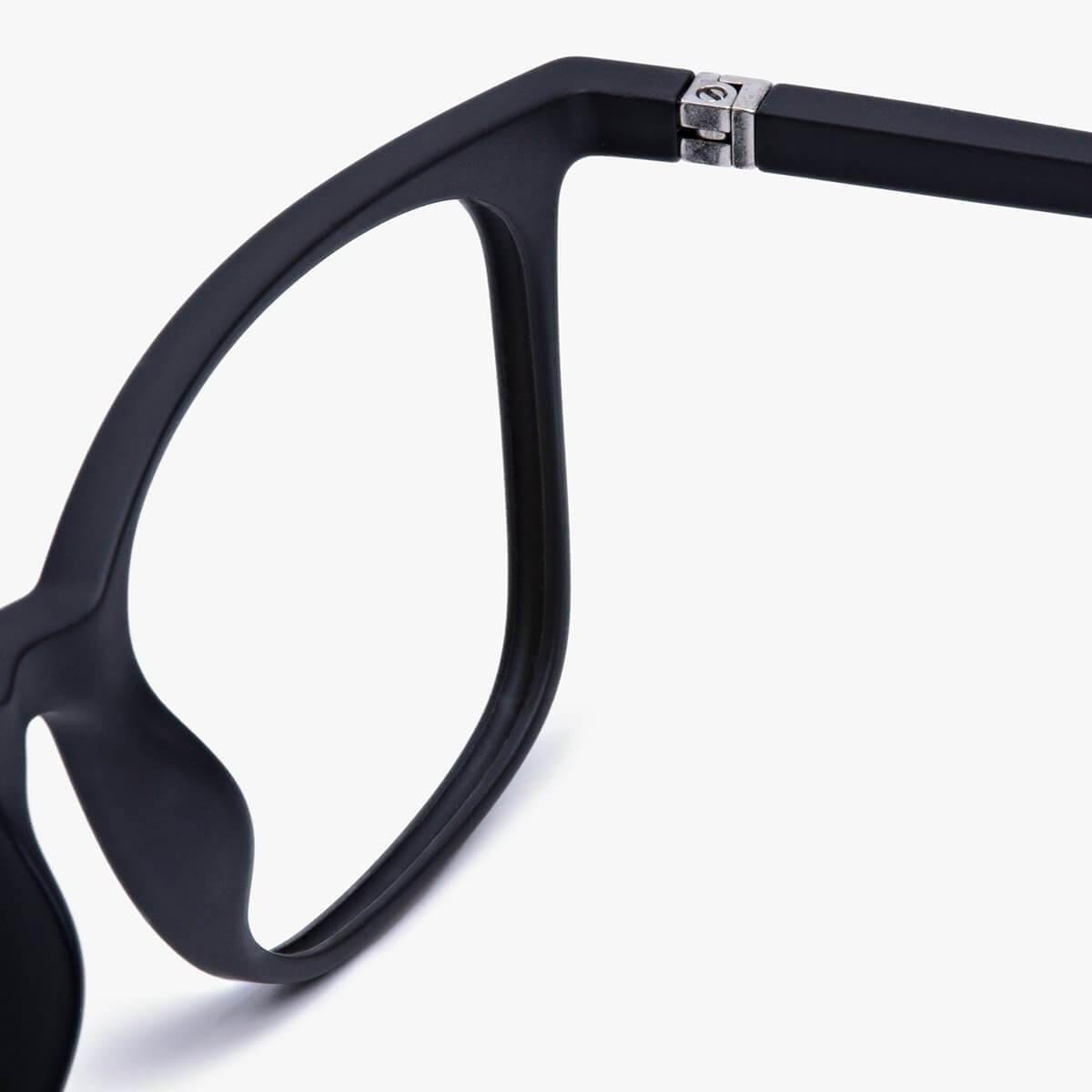 Close-up of Women's Fyn Black glasses frame with matte finish