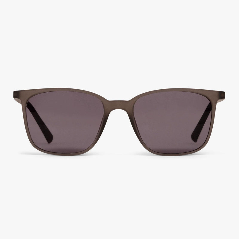 Women's Fyn Grey sunglasses with rectangular frames and grey lenses