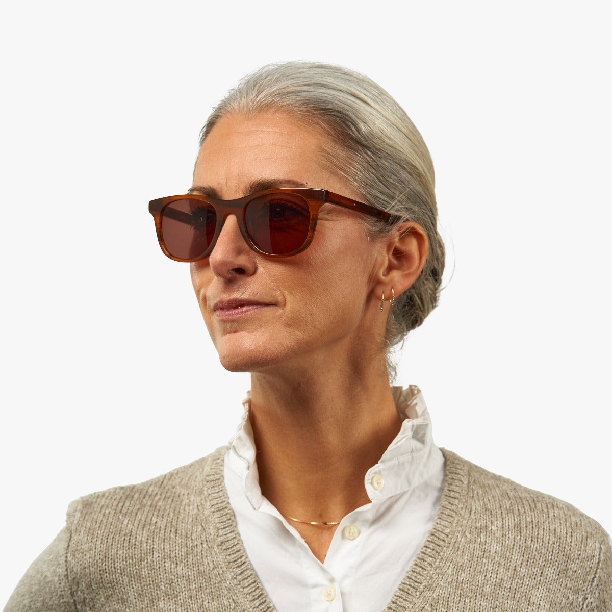 Person wearing Women's Malmö Shiny Walnut sunglasses