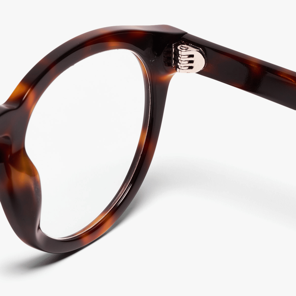 Close-up of tortoiseshell frame of Women's Reykjavik Light Turtle glasses