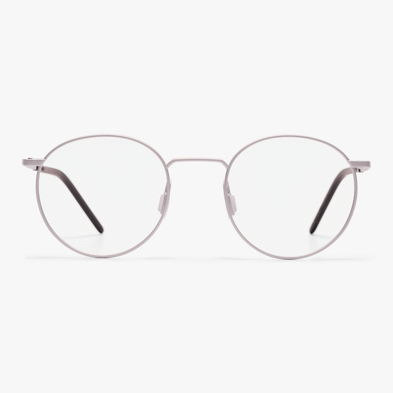 Round men's silver reading glasses with thin frames